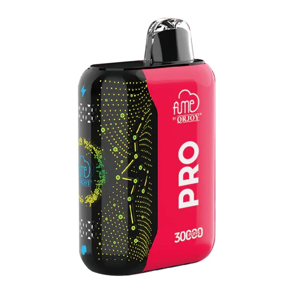 strawberry kiwi fogger device being held in a hand with proper grip technique, showing the mouthpiece and airflow adjustment ring