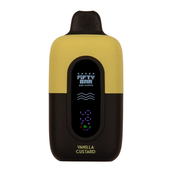 vanilla custard vape disposable Fifty Bar 20K device with custard flavor profile